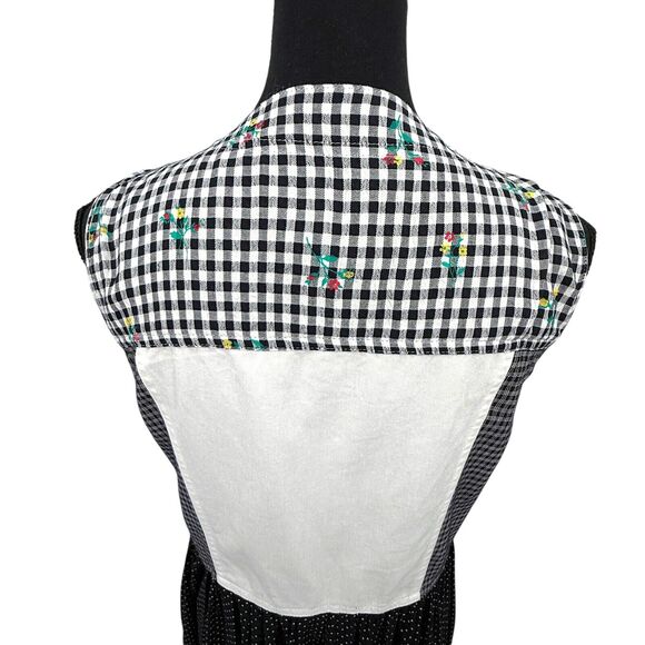 Vtg Carol Little Black White Minimalist Gingham Floral Rayon Blend‎ Maxi Dress - Picture 7 of 11